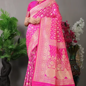 Pink Zari Work Patola Saree