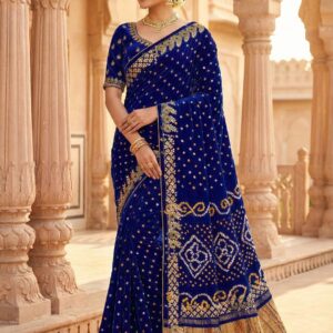 Original Gaji Silk Bandhani Saree with Gota Patti & Hand Work, G