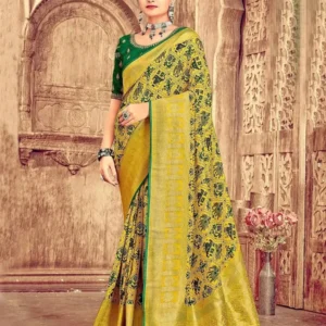 Yellow Patola Saree with Embroidered Work Silk for Weddings & Festivals
